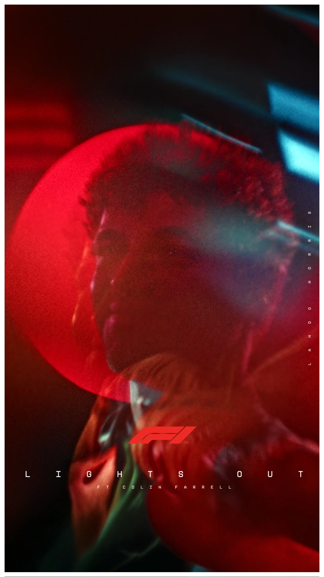 Lando Norris half lost in grain and red light · Lights Out, F1